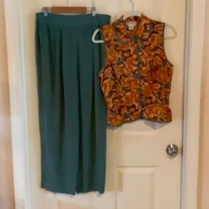 Two piece silk pant & top.